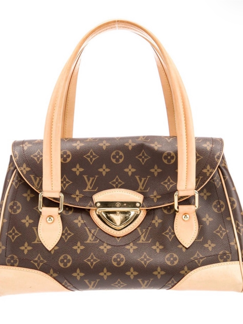 Louis Vuitton Brown Monogram Canvas Satchel with Natural Leather Trim